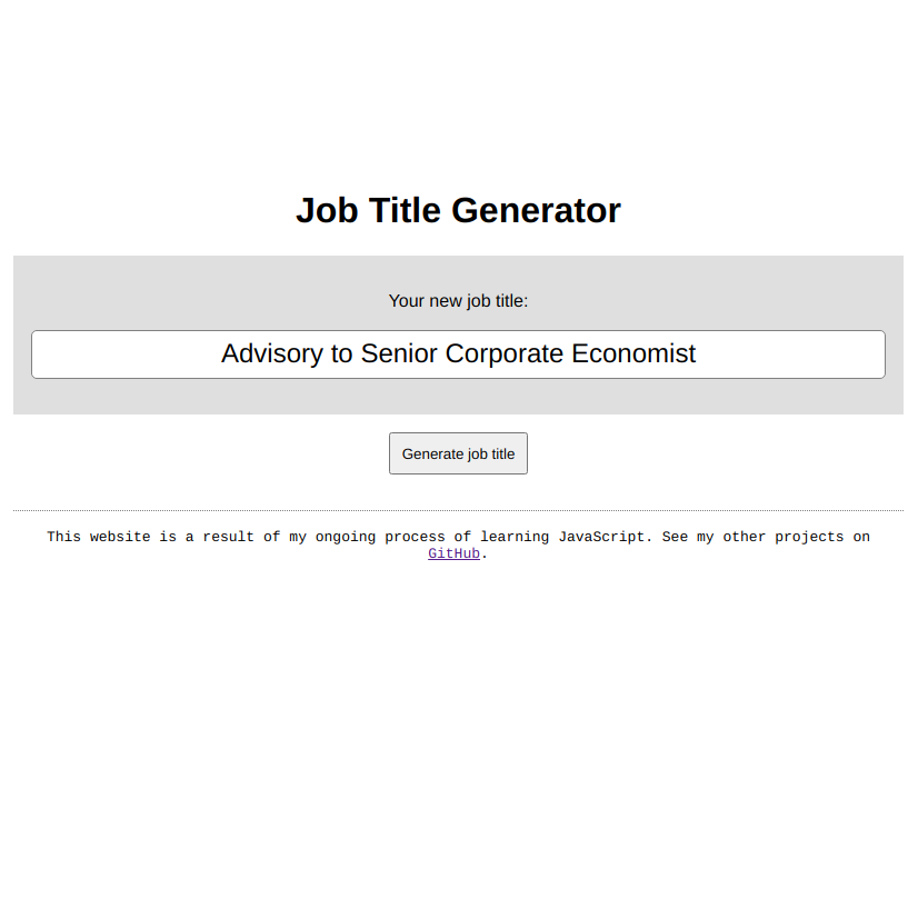 random job title generator - webpage thumbnail